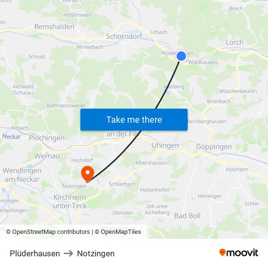 Plüderhausen to Notzingen map