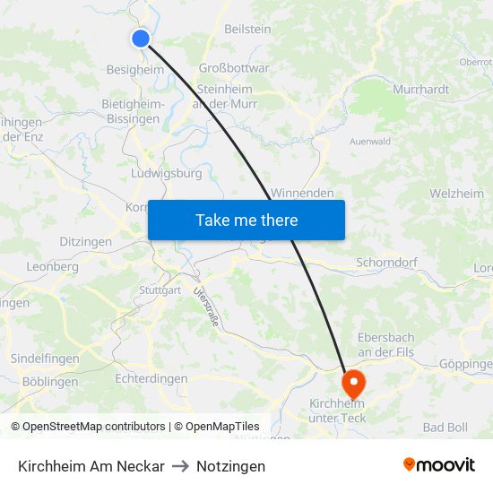 Kirchheim Am Neckar to Notzingen map