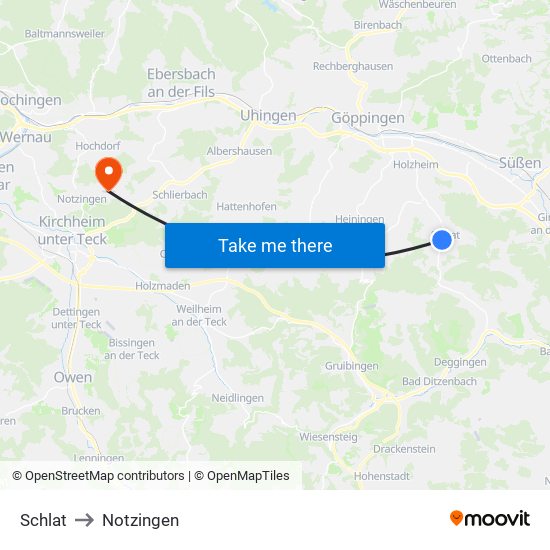 Schlat to Notzingen map