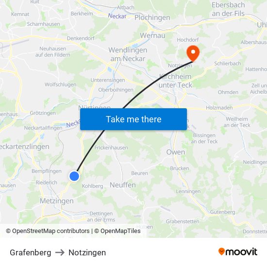 Grafenberg to Notzingen map