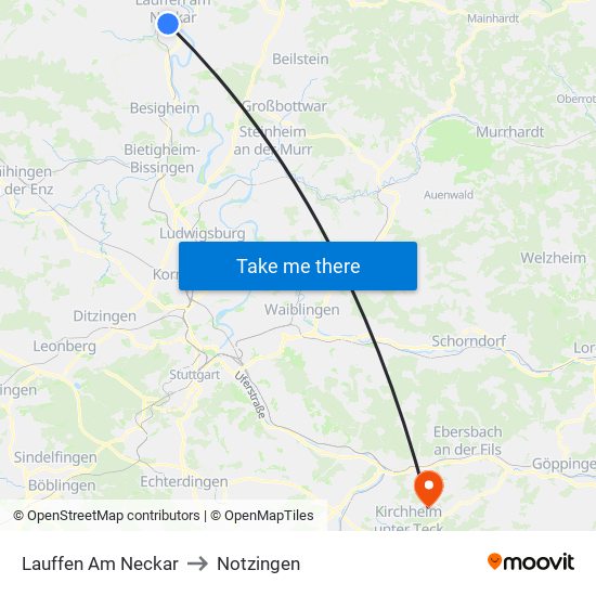 Lauffen Am Neckar to Notzingen map