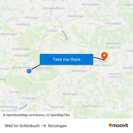 Weil Im Schönbuch to Notzingen map