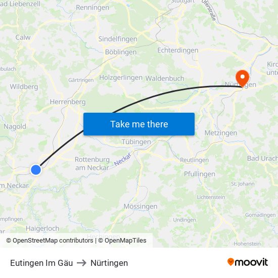 Eutingen Im Gäu to Nürtingen map