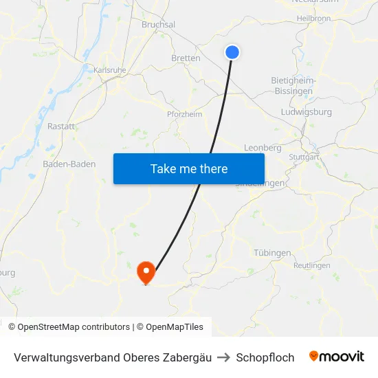 Verwaltungsverband Oberes Zabergäu to Schopfloch map