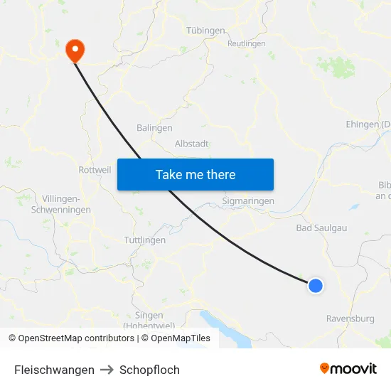 Fleischwangen to Schopfloch map