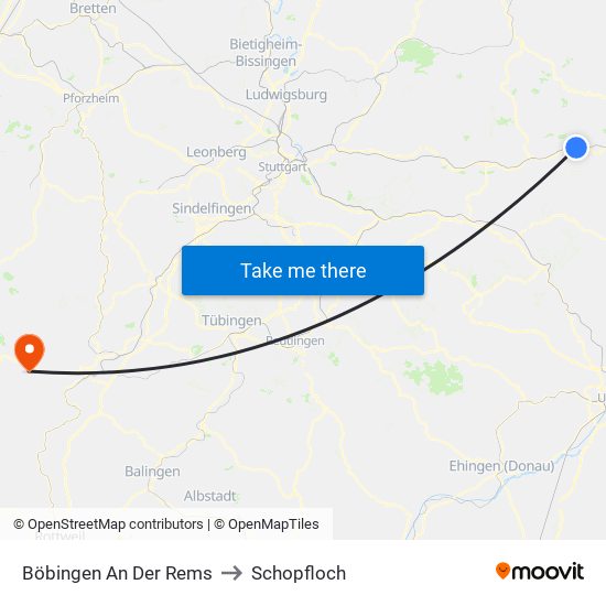 Böbingen An Der Rems to Schopfloch map