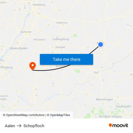 Aalen to Schopfloch map