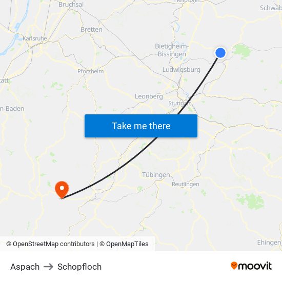 Aspach to Schopfloch map