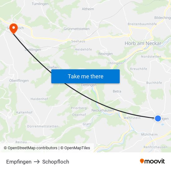 Empfingen to Schopfloch map