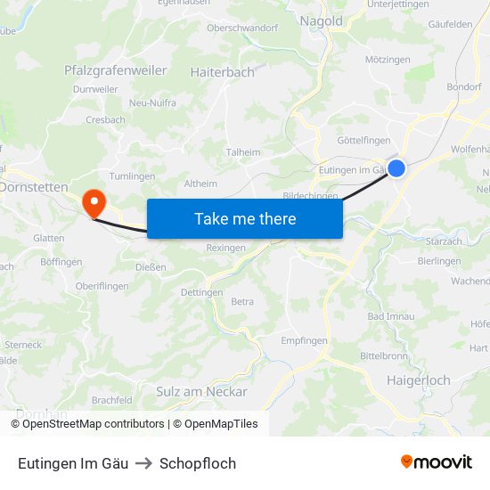 Eutingen Im Gäu to Schopfloch map