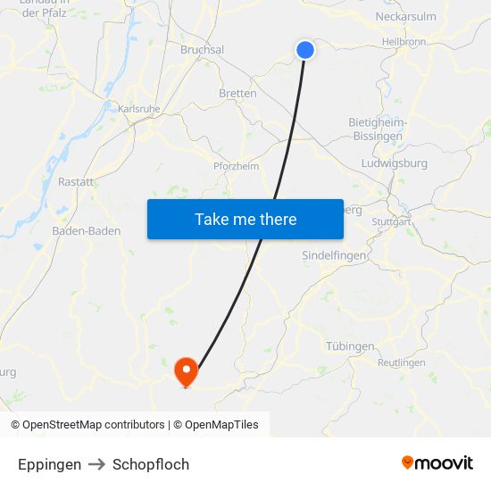 Eppingen to Schopfloch map