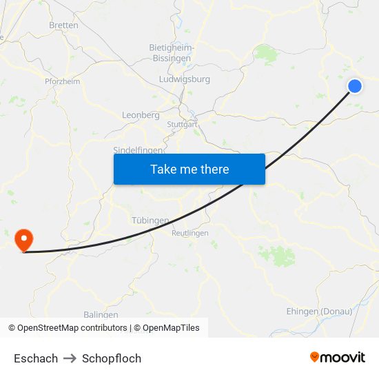 Eschach to Schopfloch map