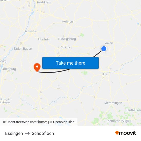 Essingen to Schopfloch map