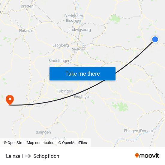 Leinzell to Schopfloch map