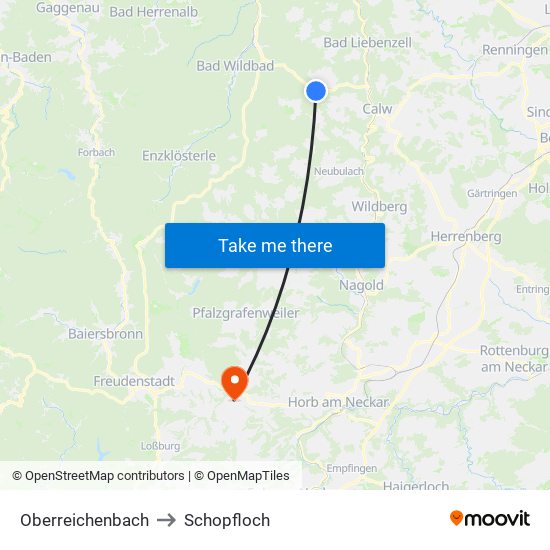Oberreichenbach to Schopfloch map