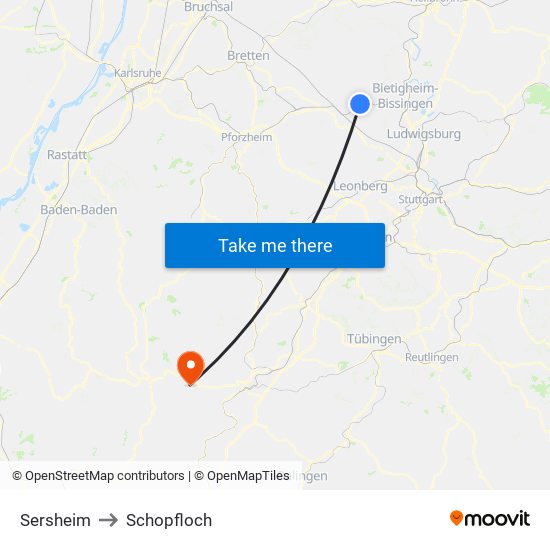 Sersheim to Schopfloch map