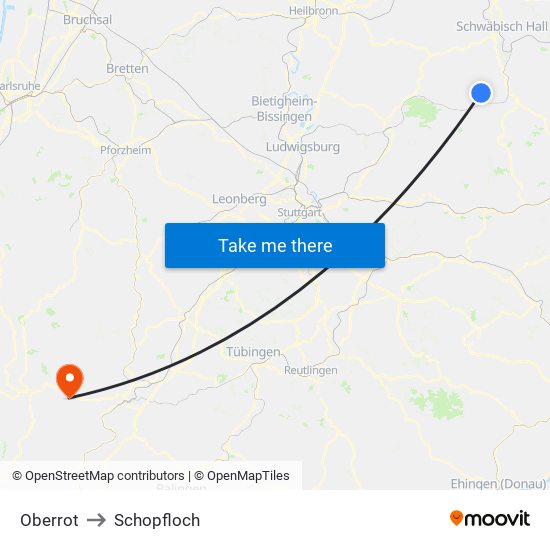 Oberrot to Schopfloch map