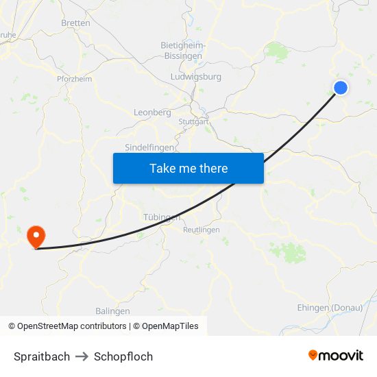 Spraitbach to Schopfloch map