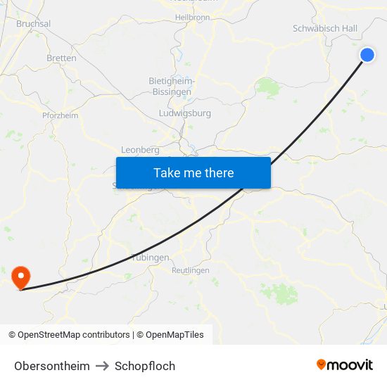 Obersontheim to Schopfloch map