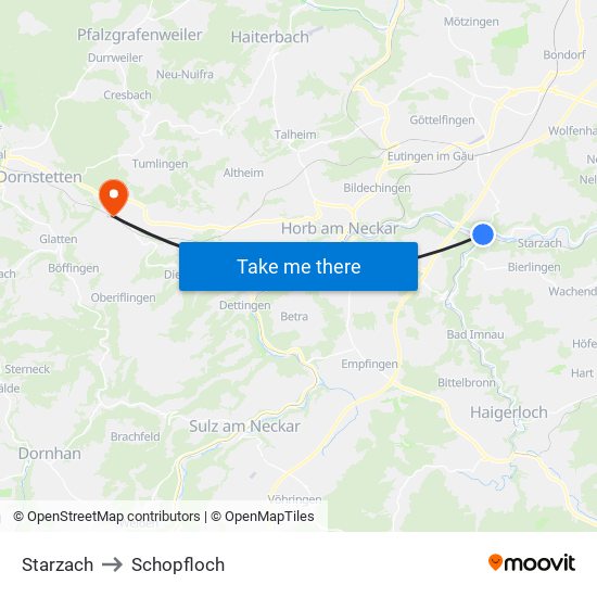 Starzach to Schopfloch map