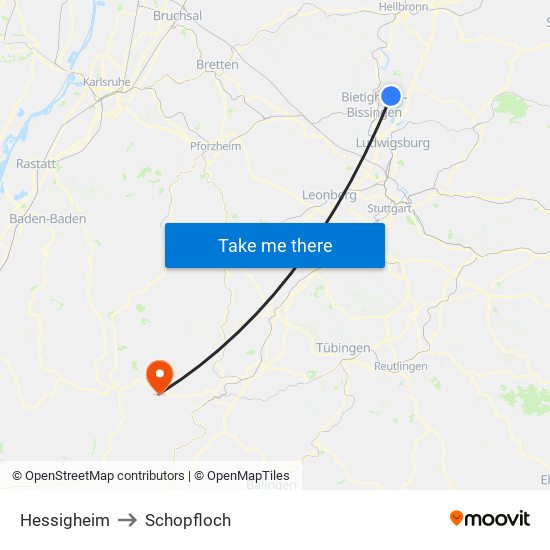 Hessigheim to Schopfloch map