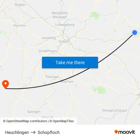 Heuchlingen to Schopfloch map