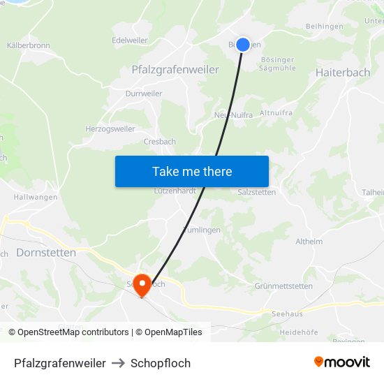 Pfalzgrafenweiler to Schopfloch map