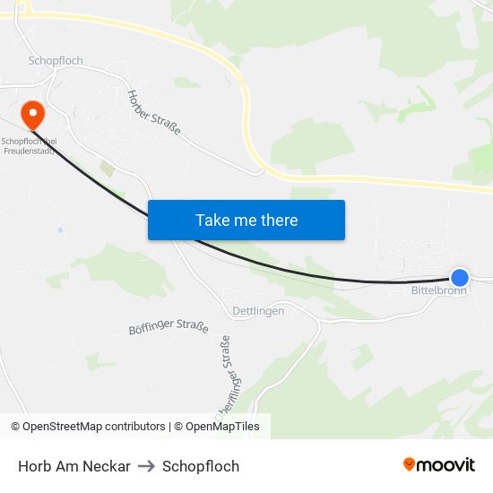 Horb Am Neckar to Schopfloch map