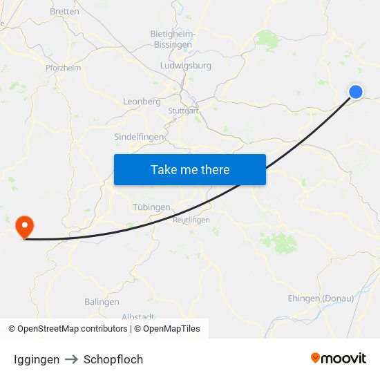 Iggingen to Schopfloch map