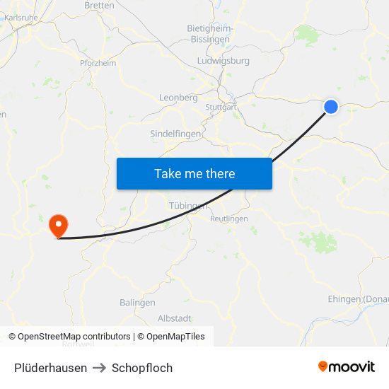 Plüderhausen to Schopfloch map