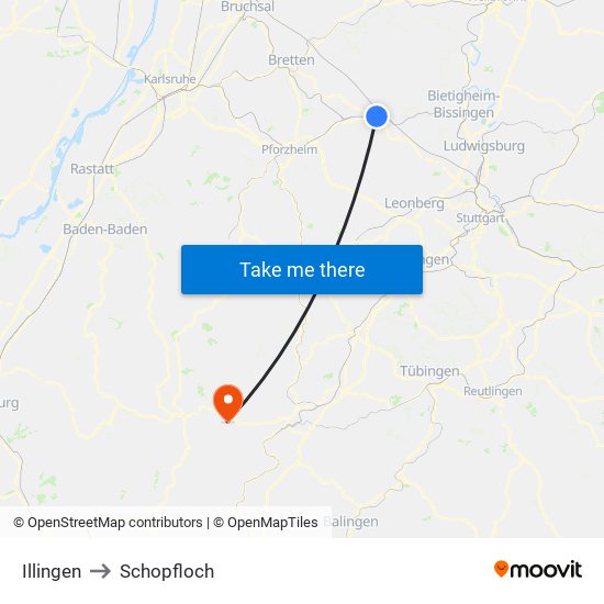 Illingen to Schopfloch map