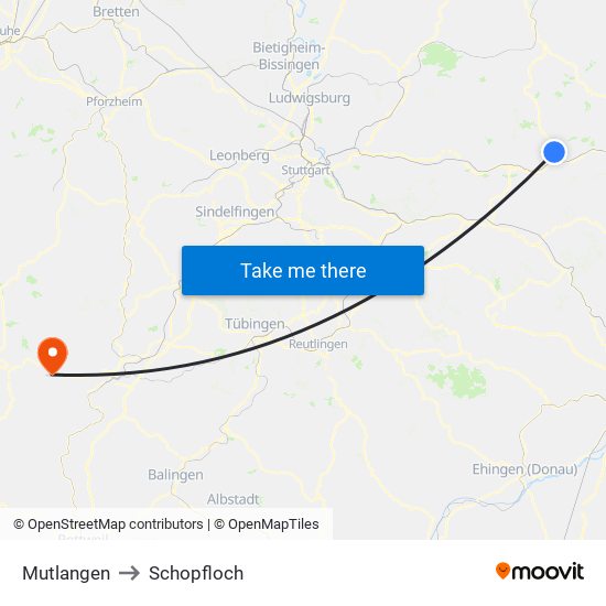 Mutlangen to Schopfloch map