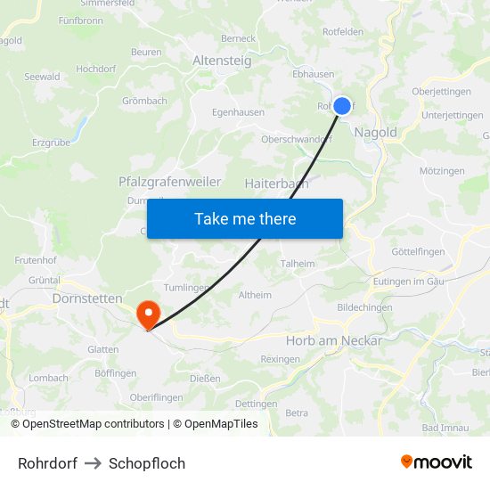 Rohrdorf to Schopfloch map