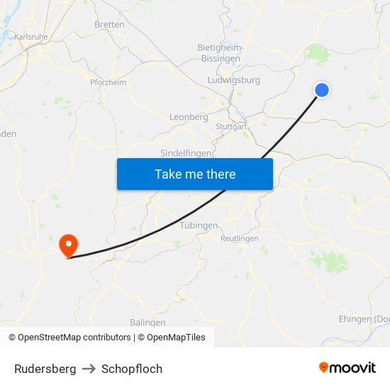 Rudersberg to Schopfloch map