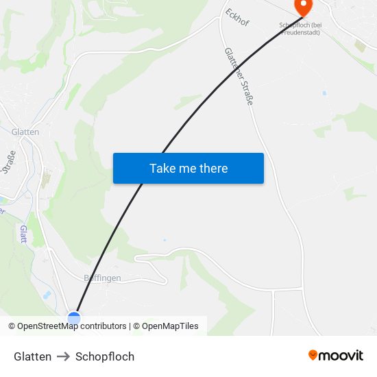 Glatten to Schopfloch map