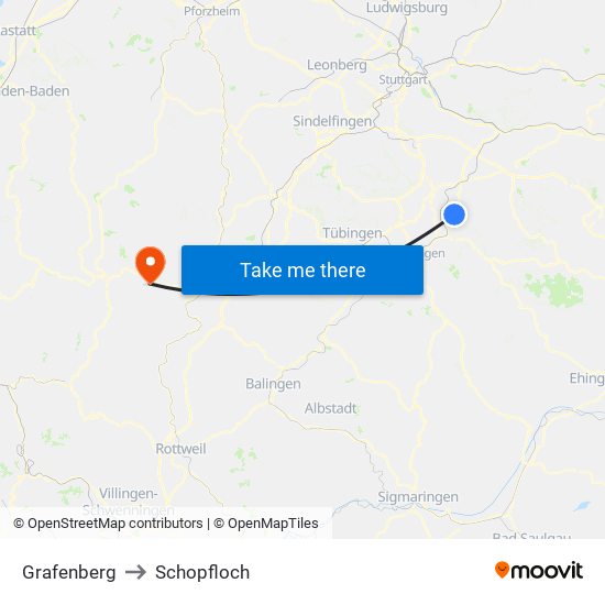 Grafenberg to Schopfloch map