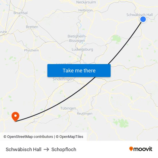 Schwäbisch Hall to Schopfloch map