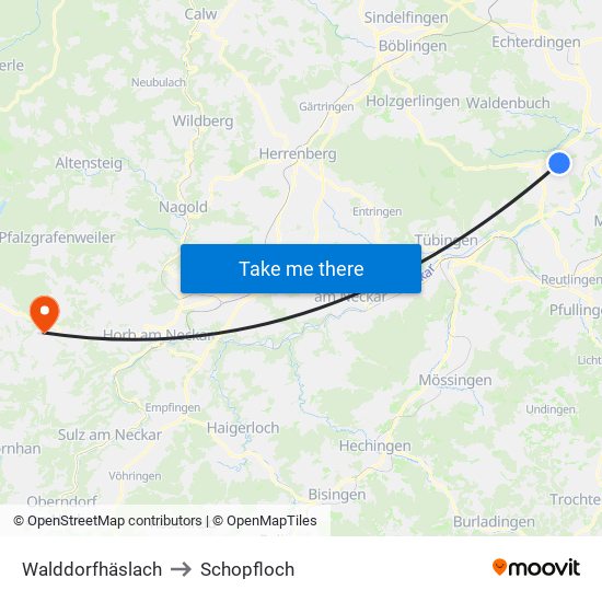 Walddorfhäslach to Schopfloch map