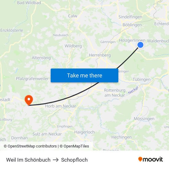 Weil Im Schönbuch to Schopfloch map