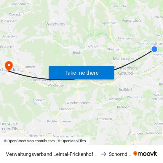 Verwaltungsverband Leintal-Frickenhofer Höhe to Schorndorf map