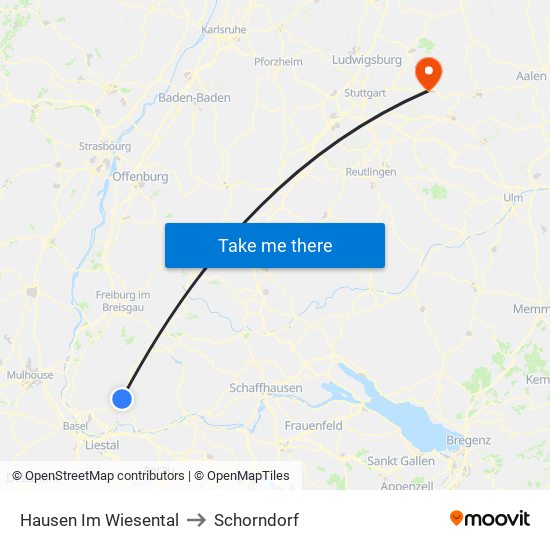 Hausen Im Wiesental to Schorndorf map