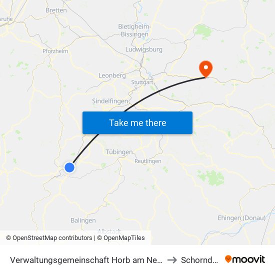 Verwaltungsgemeinschaft Horb am Neckar to Schorndorf map