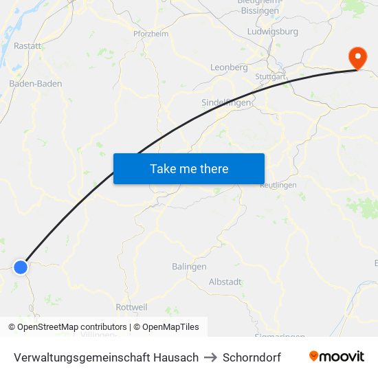 Verwaltungsgemeinschaft Hausach to Schorndorf map