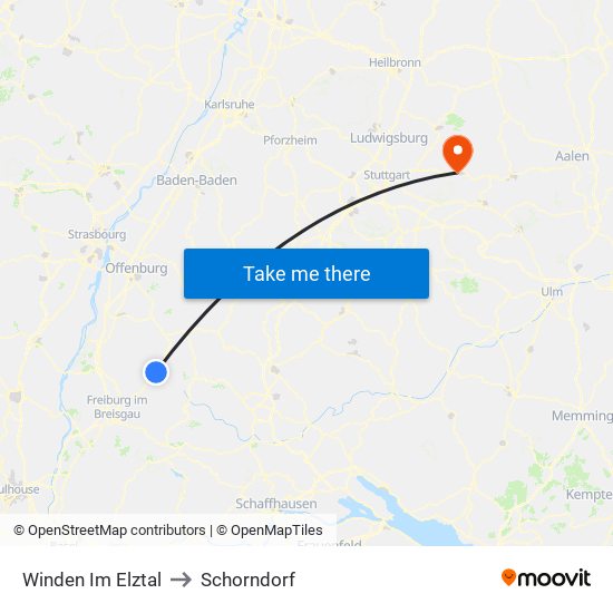 Winden Im Elztal to Schorndorf map