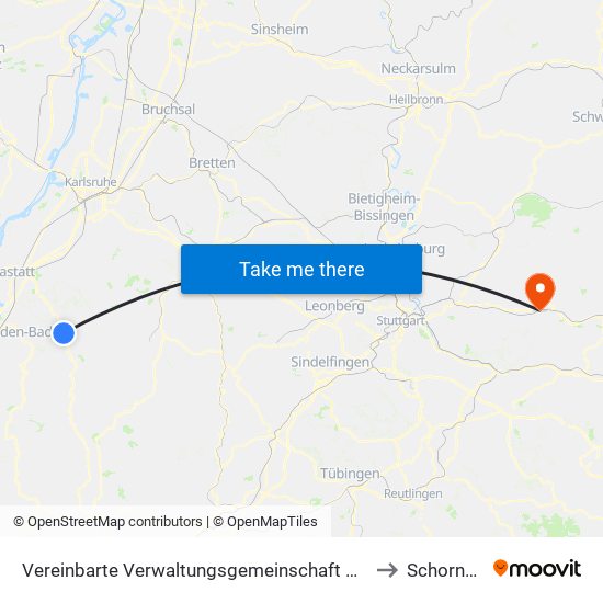 Vereinbarte Verwaltungsgemeinschaft Gernsbach to Schorndorf map