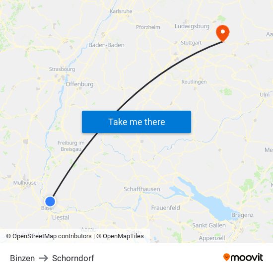 Binzen to Schorndorf map