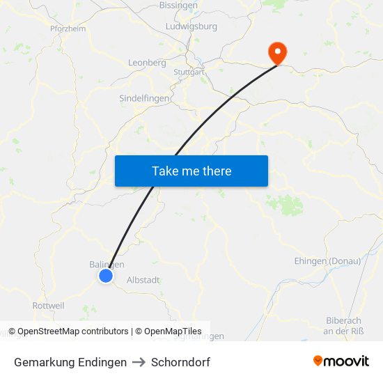 Gemarkung Endingen to Schorndorf map