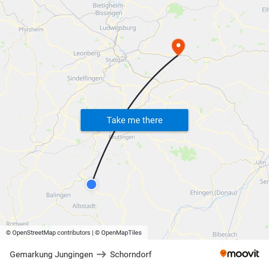 Gemarkung Jungingen to Schorndorf map