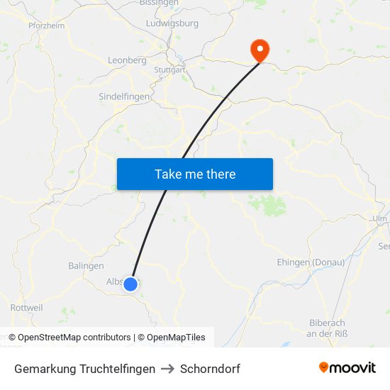 Gemarkung Truchtelfingen to Schorndorf map