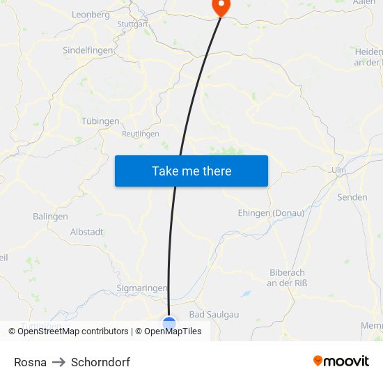 Rosna to Schorndorf map